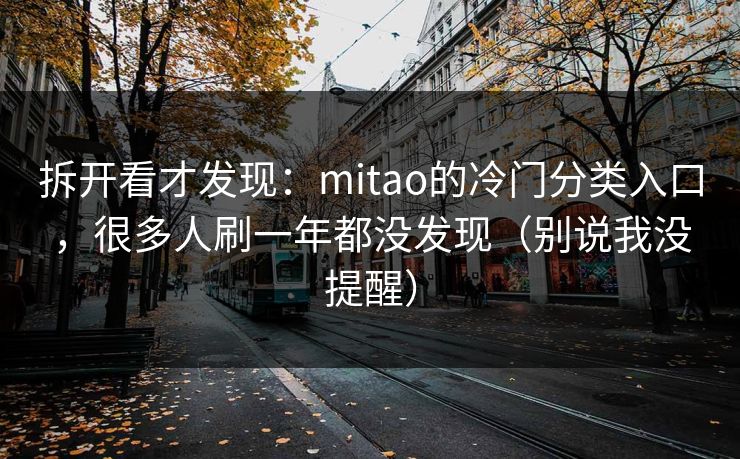 拆开看才发现：mitao的冷门分类入口，很多人刷一年都没发现（别说我没提醒）